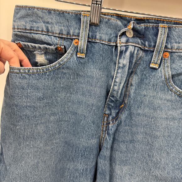 Levi's 511 Jean Shorts Mens 31 (32x11 ACTUAL) Distressed Slim Cut Off Blue Denim - Picture 4 of 8